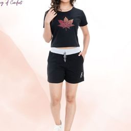 StyleAOne Printed Round Neck Pure Cotton T-Shirt With Shorts-image-96