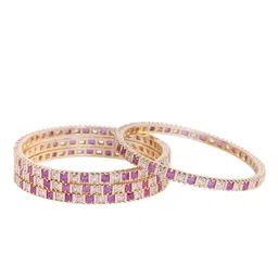 Opal Touch Set Of 4 Gold-Plated AD Studded Bangles image 3