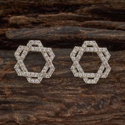 Kushal's Fashion Jewellery Rose Gold Plated Zircon Embellished Bridal Contemporary Studs-23