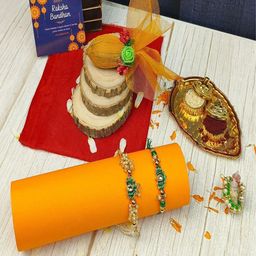 Craftlayout 6-Pcs Lotus Rakhi Ganesha Idol Greeting Card & Roli Chawal-image-81