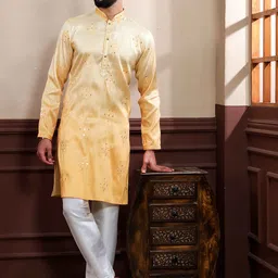 Koshin Embroidered Mirror Work Mandarin Collar Kurta-picture-32