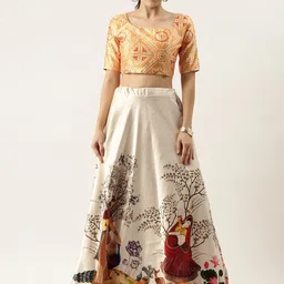 Kaizen TEXO FAB Printed Semi-Stitched Lehenga & Unstitched-picture-10