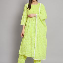 Nehamta Bandhani Printed A-Line Kurta With Trousers & Dupatta-picture-13
