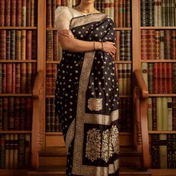 VASTRAHUT Ethnic Motifs Woven Design Zari Banarasi Saree-picture-6