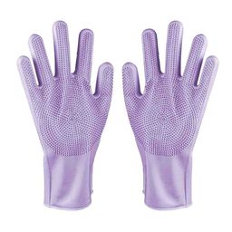 Kuber Industries 2Pcs Purple Textured Silicone Heat Resistant Dishwashing Gloves-picture-45