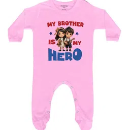 FFLIRTYGO Infants My Brother Is My Hero Printed Cotton Full Sleeve Sleepsuit-image-48