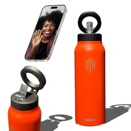 MELBIFY Orange & Black Single Stainless Steel Solid Double Wall Vacuum Water Bottle-image-11