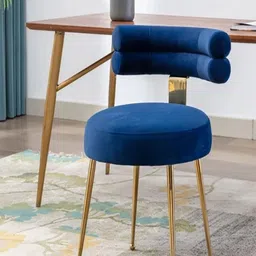 DOE BUCK Blue Velvet Scallop Shell-Shaped Backrest Accent Chair-picture-32