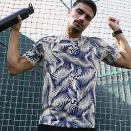 Campus Sutra Abstract Printed Acrylic T-shirt-image-52