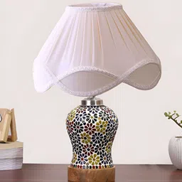 Aura Off White Frustum Shaped Wooden Table Lamp-picture-27