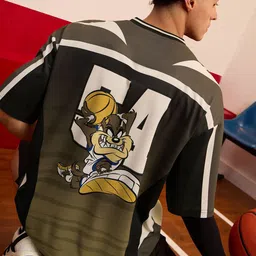 The Souled Store Oversized Looney Tunes Beast Printed V-Neck T-Shirt-picture-19