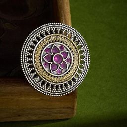 Fabindia Stone-Studded Adjustable Finger Ring-16