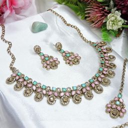 VATSALYA creation Gold-Plated Artificial Stones Alloy Jewellery Set-9