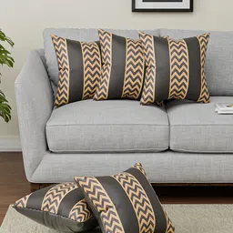 Myntra Elegant Homes Grey & Beige 5 Pieces Zig Zag Printed Square Cushion Covers-picture-11