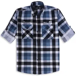 CAVIO Boys Comfort Spread Collar Tartan Checked Cotton Casual Shirt-picture-5