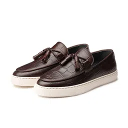 SHUTIQ Men Textured Leather Slip-On Sneakers-picture-35