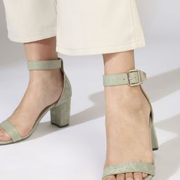 Inc 5 Textured Open Toe Ankle Loop Party Block Heels image 1