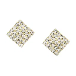 FirstBlush Gold-Plated Artificial Stones Studded Diamond Shaped Non Pierced Studs-13
