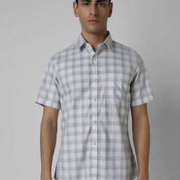 Van Heusen Sport Men Spread Collar Tartan Checked Cotton Slim Fit Casual Shirt-picture-18