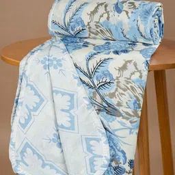 bsb home Blue & Off White Floral Printed Microfiber AC Room 210 GSM Double Bed Dohar-image-52