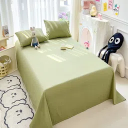 JC HOME Green Striped 140 TC King Bedsheet with 2 Pillow Covers-picture-14