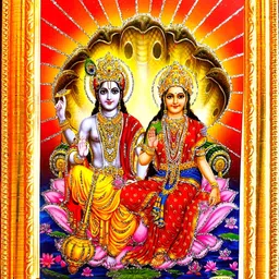 SUNINOW Gold Toned & Red Vishnu Laxmi Religious Painting Wooden Photo Frames-8