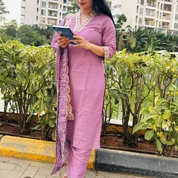 zinzraa Women Solid Kurta with Trousers & Dupatta-picture-4