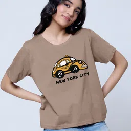 LoveDky Graphic Printed Round Neck Boxy Pure Cotton Crop T-shirt-picture-29