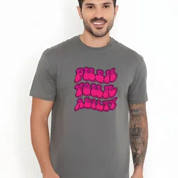 KaamBhari Typographic Printed Round Neck Pure Cotton T-shirt-image-95