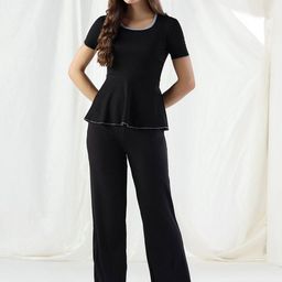 Selvia Round Neck Top With Trousers Co-Ords-image-80