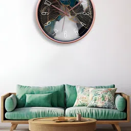OLIVE TREE Copper-Toned & Green Printed Contemporary Wall Clock-11