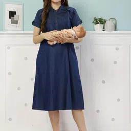 EASY MOM Maternity A-Line Midi Dress-image-95