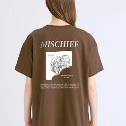 MISCHIEF MONKEY Women Printed Drop-Shoulder Sleeves T-shirt-image-83