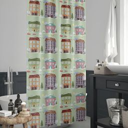 ArtzFolio Green & Pink Printed Water Proof Shower Curtain-17