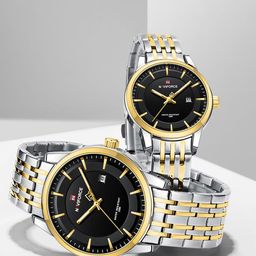 Naviforce Unisex Dial & Stainless Steel Straps Analogue Watch NF9228_S B G_COUPLE-35