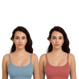 Women Cotton Blue,Orange Non Padded Non-Wired Lingerie Bra Sport wear Gym Crop Tank Top-picture-16