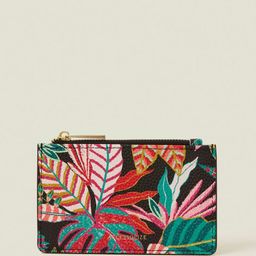Accessorize Women Floral Printed Zip Detail PU Card Holder-image-61