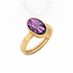 Barmunda gems Unisex Purple Stone Gold Plated Adjustable Brass Finger Ring-image-84