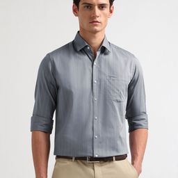 Arrow Manhattan Slim Fit Vertical Striped Pure Cotton Formal Shirt-picture-0