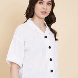 Ethnik Ease Sugarcane Women Striped Shirt Collar Shirt Style Top-image-17