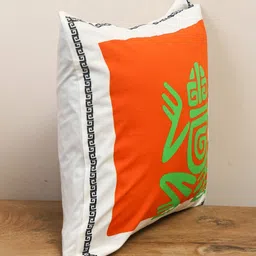 Myntra Elegant Homes Aztec Echoes White & Orange Printed Cotton Square Cushion Cover-16