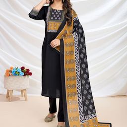 MOJILAA Women Ethnic Motifs Printed Regular Beads and Stones Kurta with Trousers & With Dupatta-picture-28