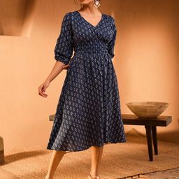 Raiyani Fashion Women Ethnic Motifs Printed Fit & Flare Midi Dress-picture-16