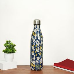 Living scapes by Pantaloons Blue & White Single Stainless Steel Printed Water Bottle-image-50
