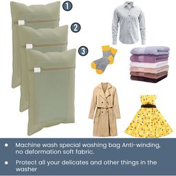 Kuber Industries Beige 18 Pieces Reusable Rectangular Durable Laundry Bags With Zipper image 5
