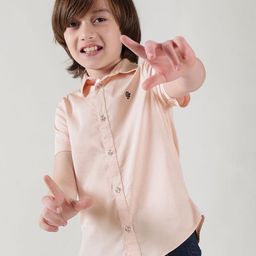 One Friday Boys Pink Regular Fitted Half Sleeve Textured Shirts-19
