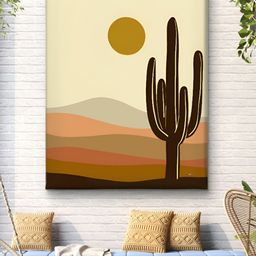 Livin'luxe Cream-Coloured & Brown Desert Cactus Canvas Wall Art-picture-40