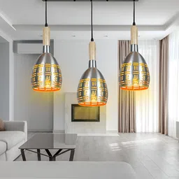 KINIS Silver-Toned & Black Aluminium Quirky Ceiling Lamp-40