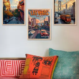 Kotart Blue & Brown 3 Pieces Wooden Wall Arts-picture-4