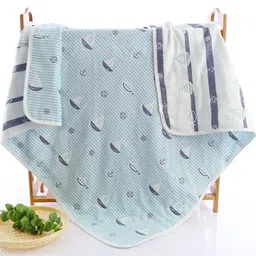 MumsLap Blue & Navy Blue Summer 210 GSM Blanket-image-23